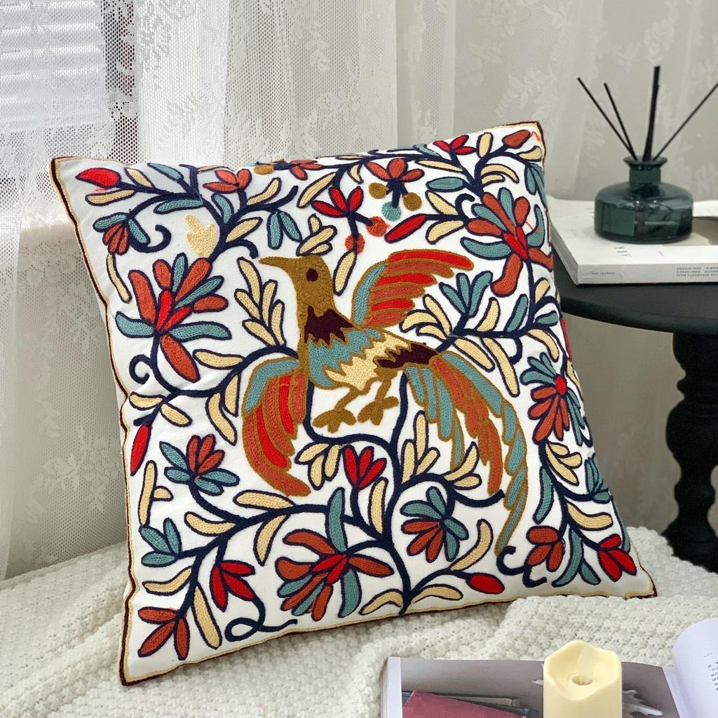 Faunus Peach Skin Retro Floral Cushion Cover 2D Print Suzani Style Decorative Pillowcase For Sofa Boho Home Decor Pillow Case