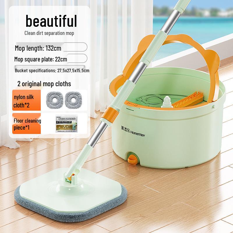 Hands-Free Spin Mop: Wet & Dry Flat Mop with Bucket - Water-Absorbent, One-Wipe Clean for Home