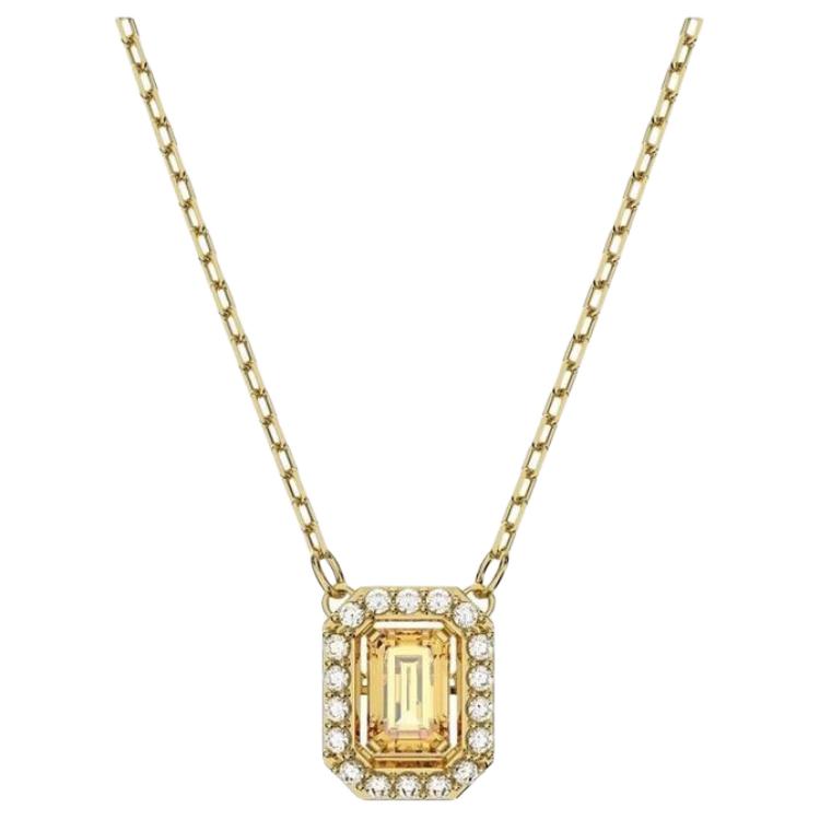 Swarovski Una Beating Heart Millenia Square Cut Zirconia Necklace Women necklace Gold Gold-Plated 5598421 Box (Random Color)
