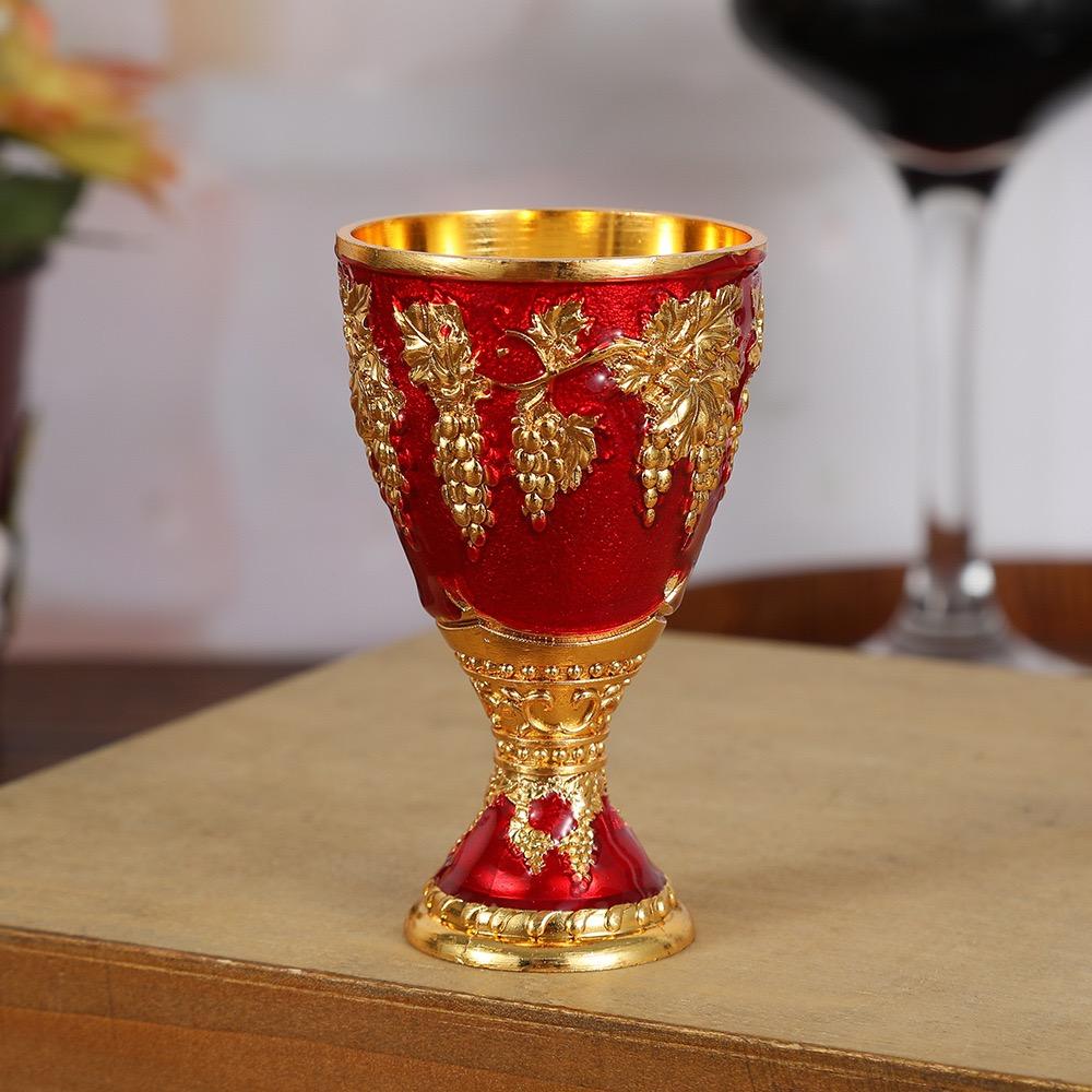 European Wine Glass, Alloy Vintage Portable White Cup, Carved Mini Spirit Vodka Cup, Tabletop Living Room Decoration, 30ml,1pcs