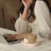 20W Thermostatic Heat Pad Electric Cup Heater Coffee Mug Warmer Cat Heating Coaster Coffee with Night Light Pink / White
