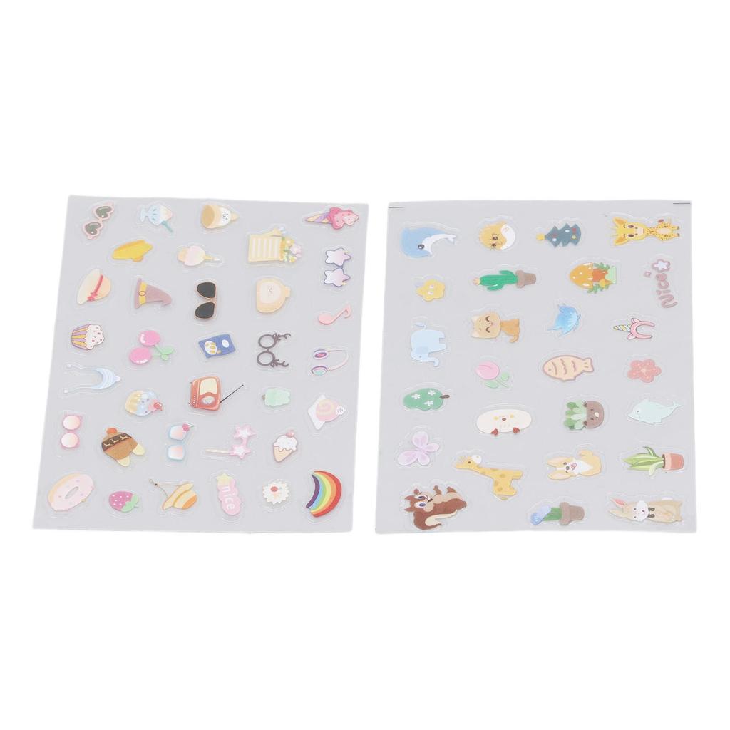 2PCS Decorative Stickers Cute Cartoon Self Adhesive Sticker Colorful PVC Sticker for   Album Planner Scrapbook