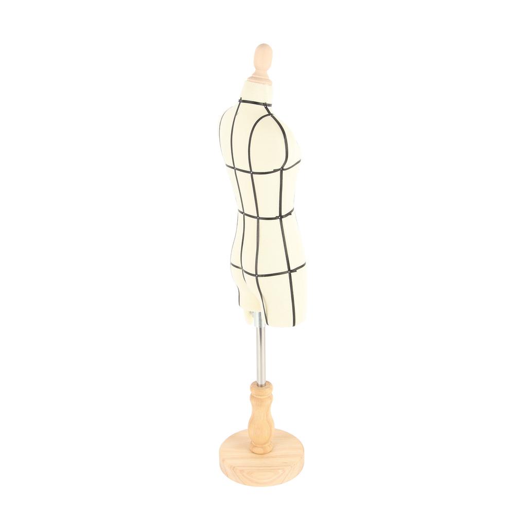 Miniature Dress Form with Stand Wood Base Sewing Mannequin Body Clothing Display Model for Dressmaking and Teaching