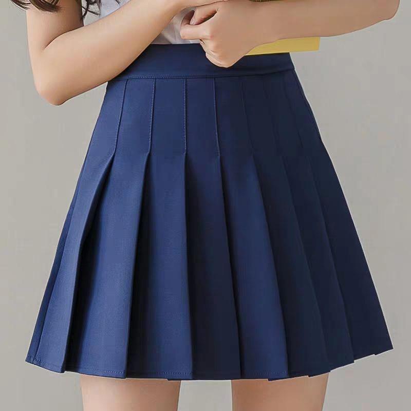 

Women s High Waist A-line Pleated Skirt - Black Petite Slimming Midi for Spring/Autumn XL тёмно-синий