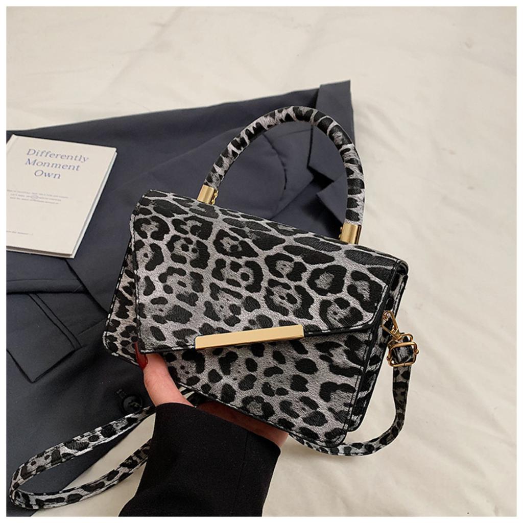 Módní malá čtvercová taška s leopardím potiskem, řetízková, všestranná taška přes rameno/crossbody