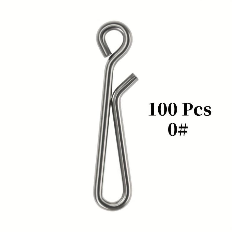 100 шт. Серебристый Застежка-булавка из нержавеющей стали для морских рыболовных приманок, Быстросъемный карабин, Застежка для рыболовных снастей 0# 100Pcs