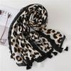 New Fashion  Lovely Pink Sexy Leopard Dot Tassel Viscose Shawl Scarf Lady High Quality Pashmina Stole Bufandas Muslim Hijab