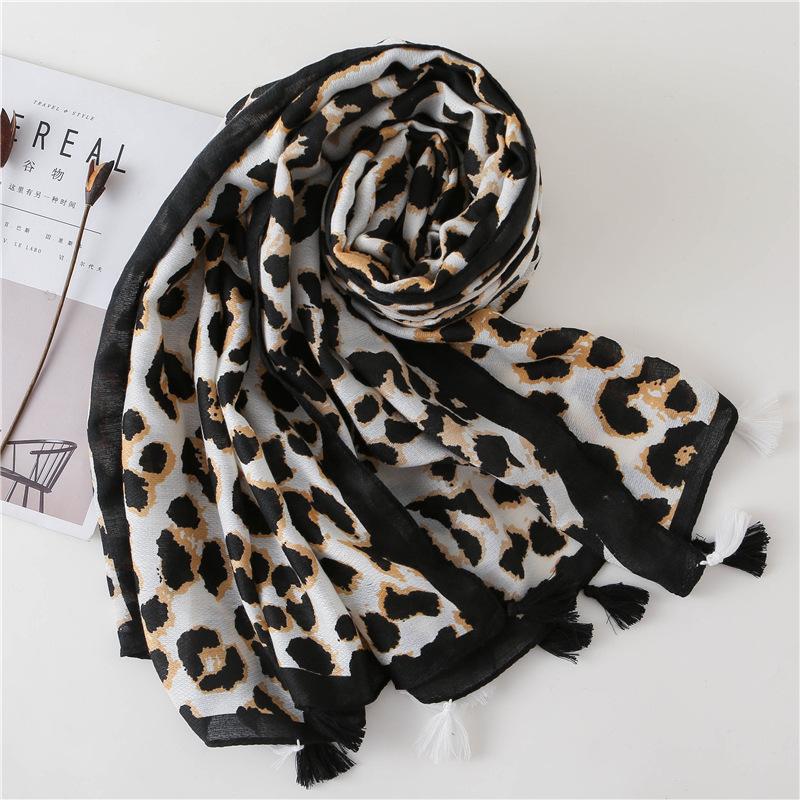 New Fashion  Lovely Pink Sexy Leopard Dot Tassel Viscose Shawl Scarf Lady High Quality Pashmina Stole Bufandas Muslim Hijab