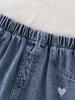 Single-piece Girls' Jeans, Trendy, Casual, Versatile, Cute, 3D Embroidered with Bows and Hearts, Straight Leg, Spring/summer.