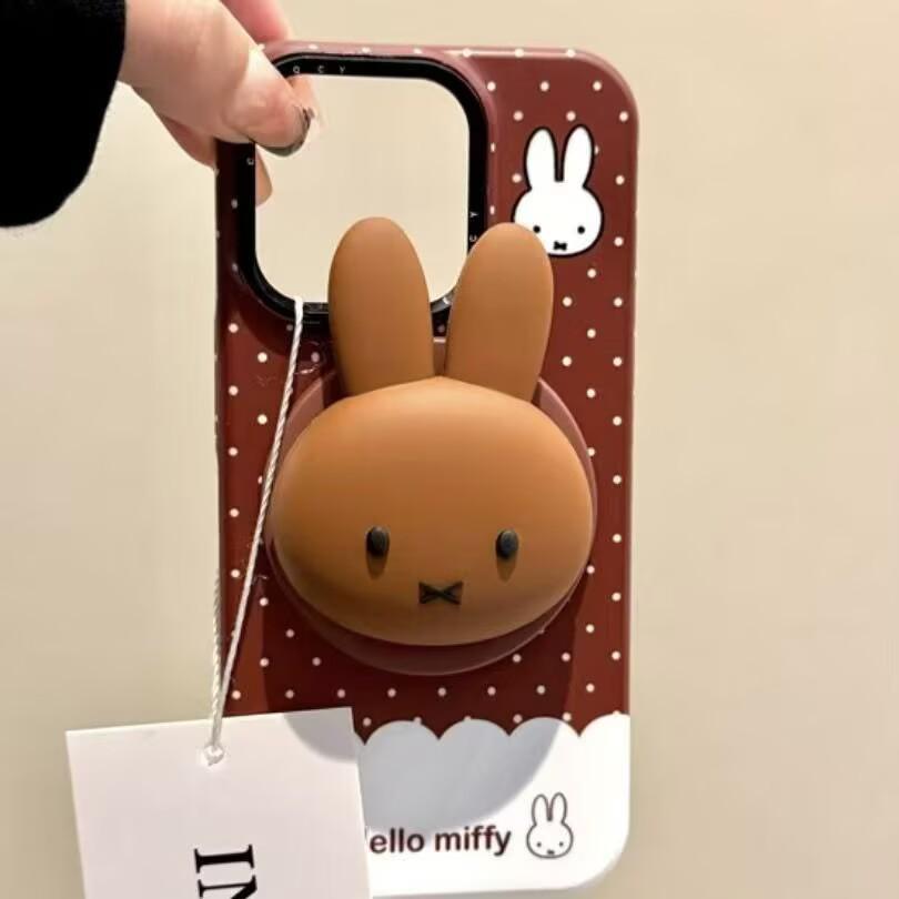 3D Magnetic Stand for MagSafe Phones, Heart Miffy Rabbit Design, Perfect for Watching Shows on Desktop.