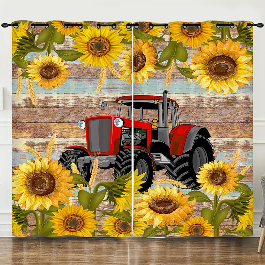 Curtain Rugby Sunflower 3D Digital Printing Blackout Curtain Punching