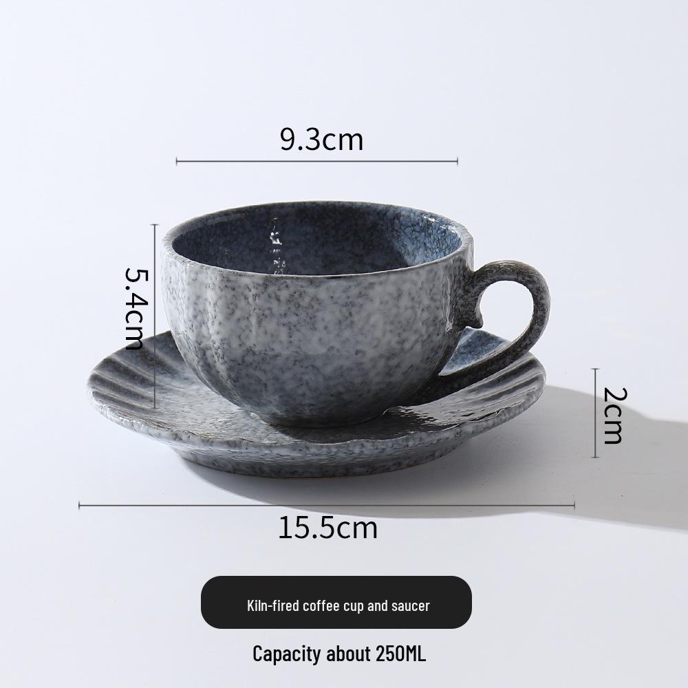 Retro Japanese Ceramic Coffee Cup & Saucer Set - Light Luxury Underglaze Design.
