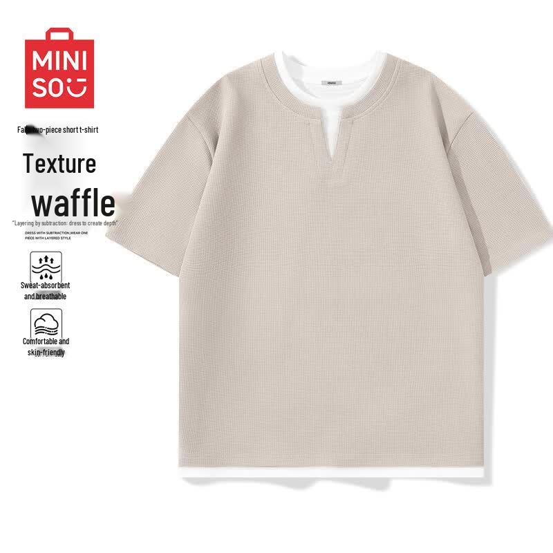 MINISO Men s Waffle Knit Layered Look T-Shirt 3XL