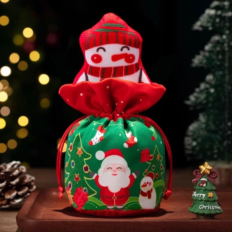 Red Leatherette Gift Bag with Gold Ornaments,Festive Gift Containers for Holiday Candies & Small Presents