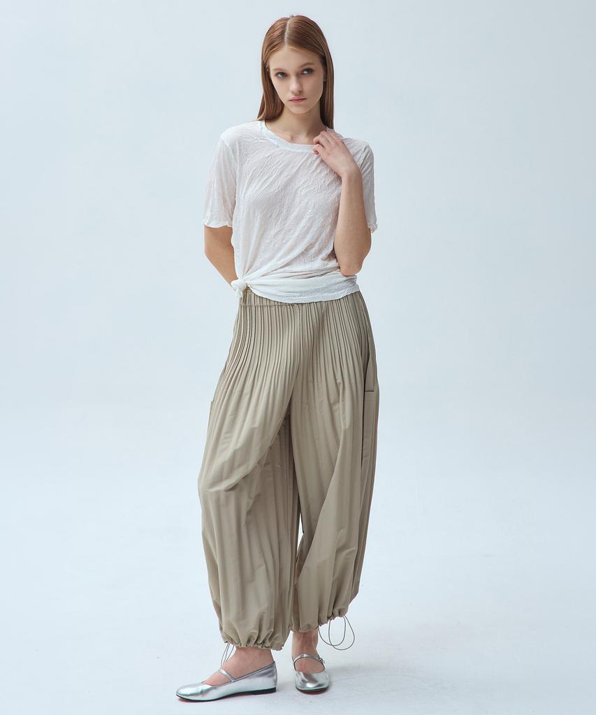 Waiowai Crease Pleated Short Sleeve T-Shirt_2 Colors
