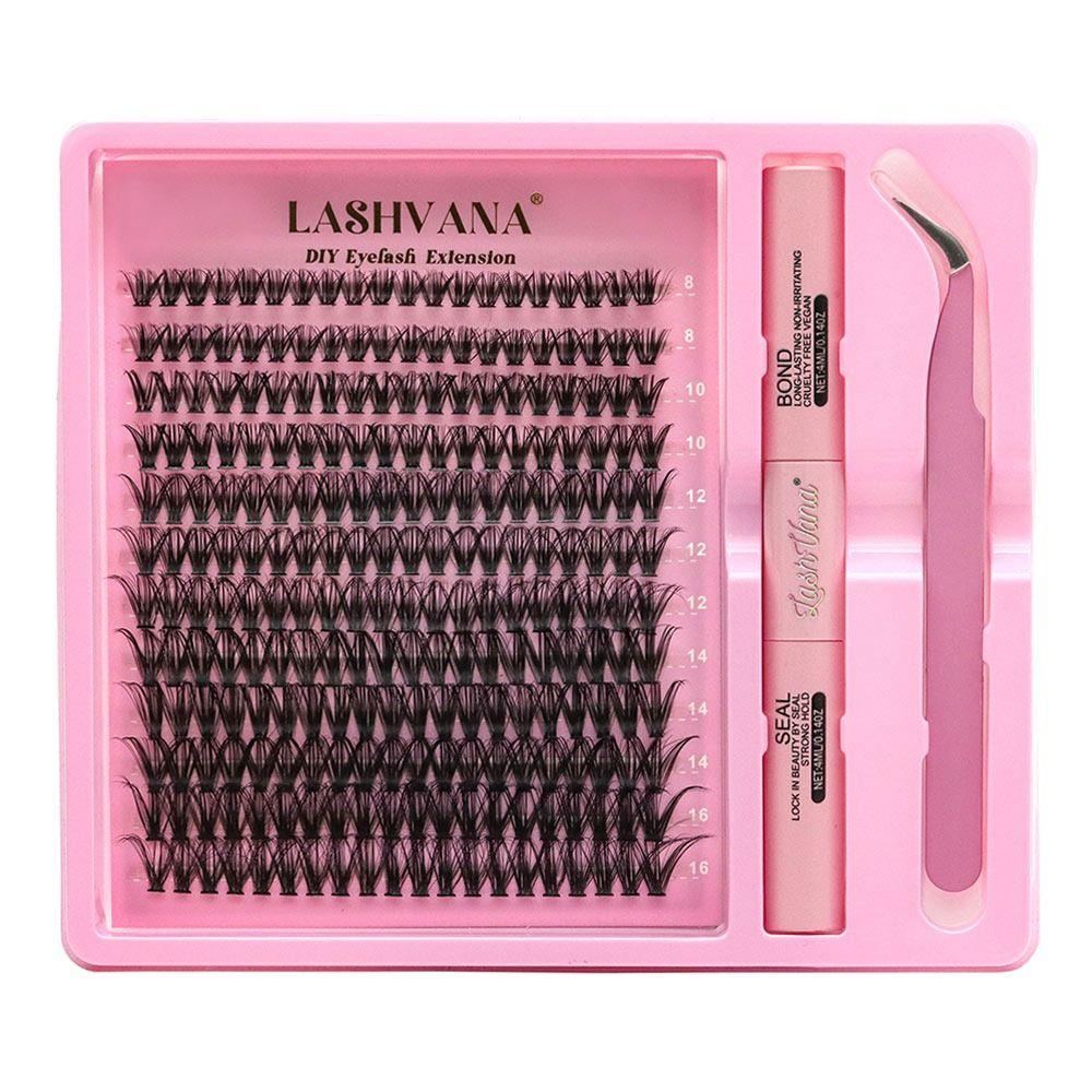 144pcs DIY Lash Extension Kit 8-16mm Individual Lashes Kit Trendy Lash Clusters  for Self-Use