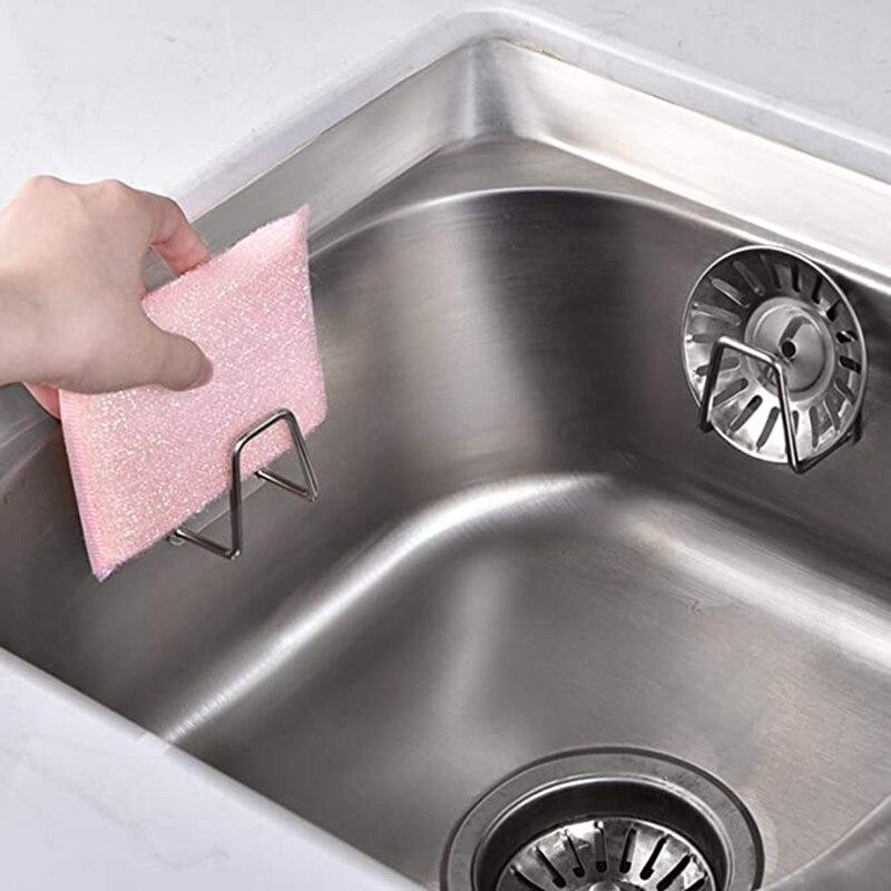 Kitchen Accessories Punch Free Sponges Holder Storage Hook Shelf Bathroom Stainless Steel Storage Holder Bathroom Accessories