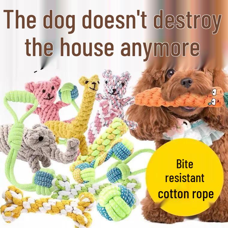 Bite-Resistant Cotton Rope Teething Toy for Puppies & Small To Medium Dogs