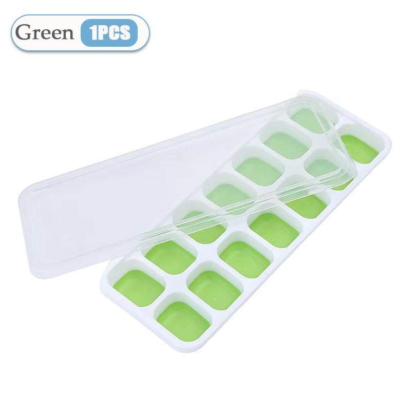 1-5PCS 6 Grid and 14 Grid Square Ice Cube Trays with Lids Silicone Soft Bottom Easy Release Mold for Homemade Ice