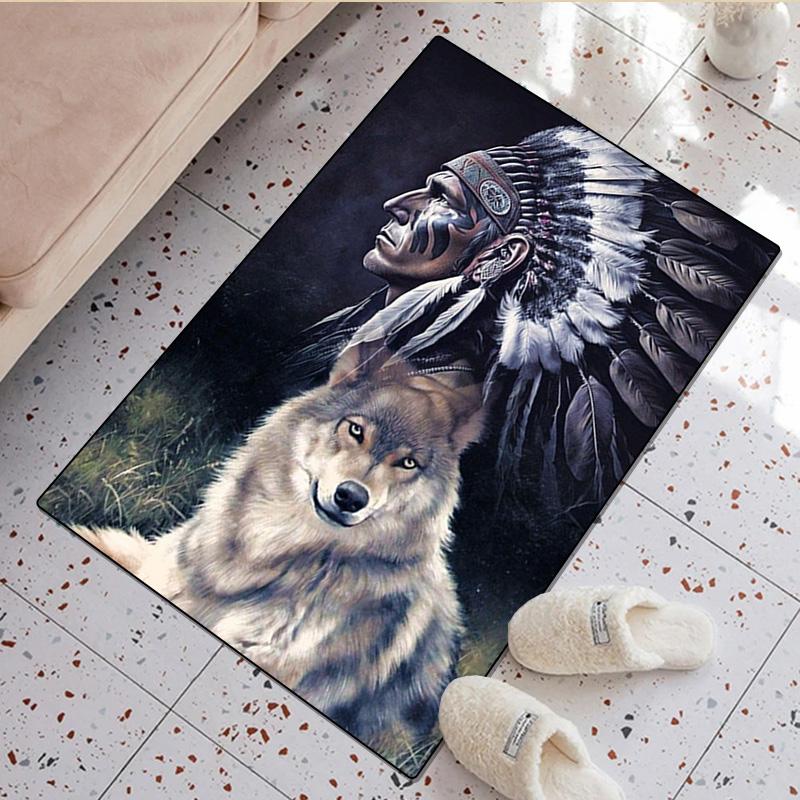 Native American Print Rug - Home Decoration Carpet For Living Room Bedroom Flooring Computer Chair Area Rug
