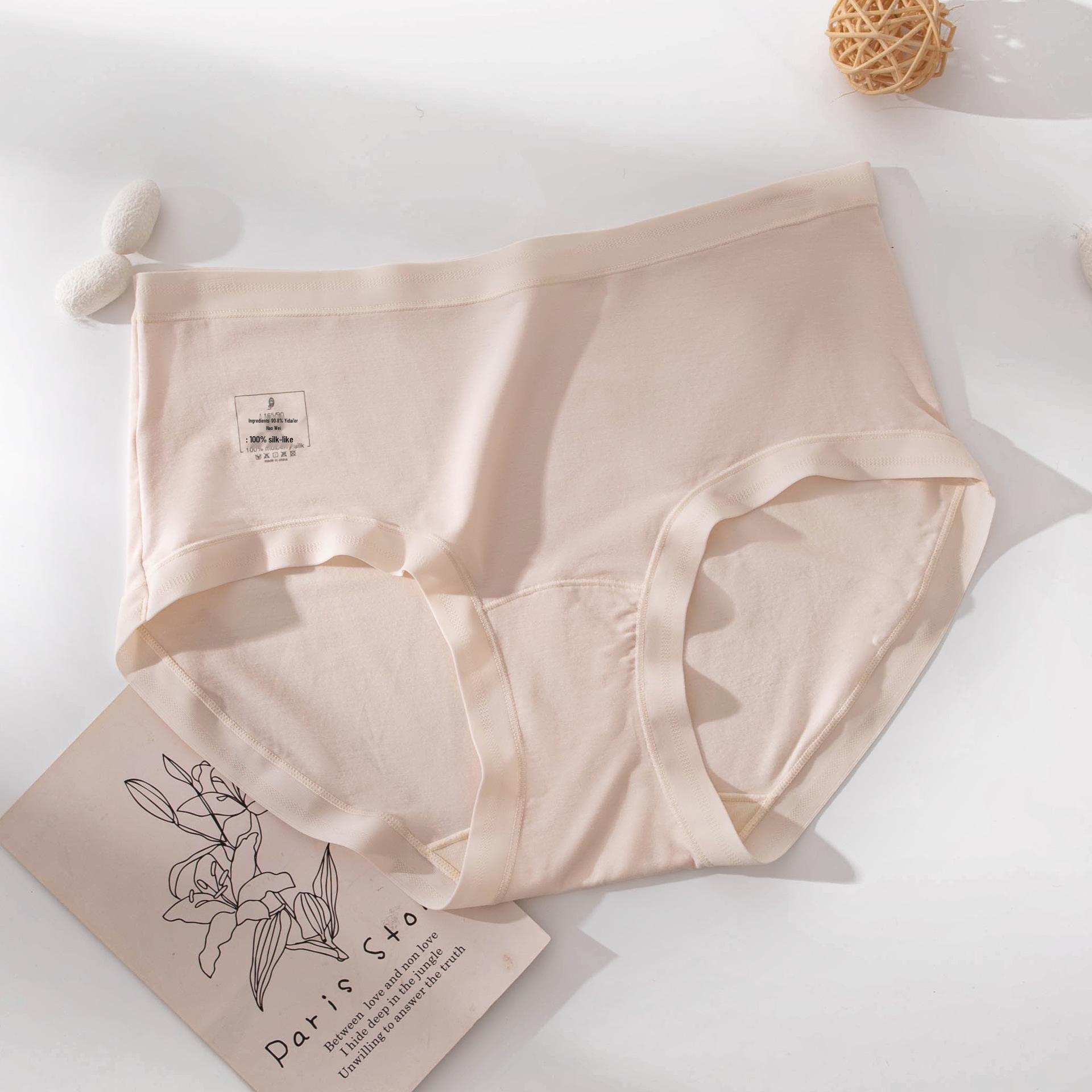 

Women s Breathable Mid-Waist Mulberry Silk Triangle Briefs Large