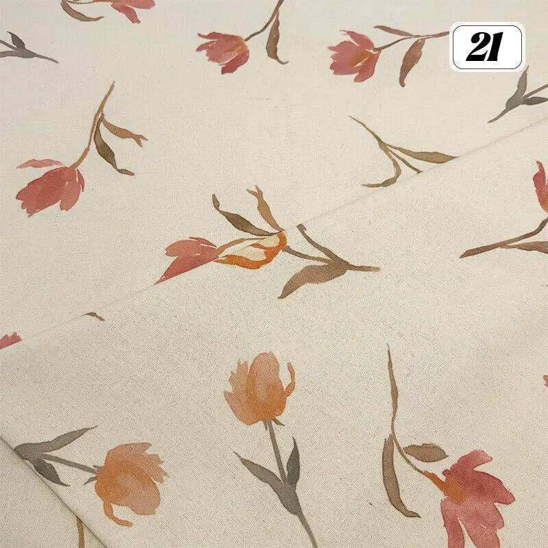 Bomull Linne Tyg Kinesisk Stil Retro Tryckt Klänning Hanfu Sömnad Hantverk DIY Cheongsam Klänning Hanfu Sömnadstyg Kläder Försörjning