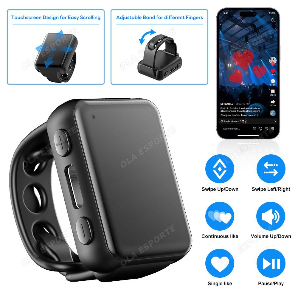 

New Smart Fingertip Ring Remote Control Wireless Bluetooth Mobile Selfie Mice Selfie Video Automatic Page Turner Browsing чорний