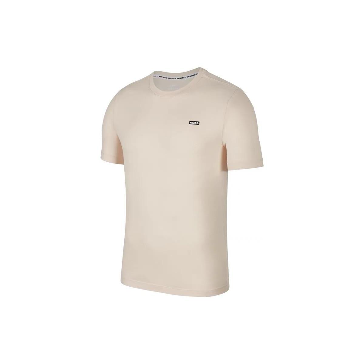 Men s Nike F.C. Dri-Fit Solid Color Logo Round Neck Short Sleeve Creamy White T-Shirt BQ7681-838 XXL