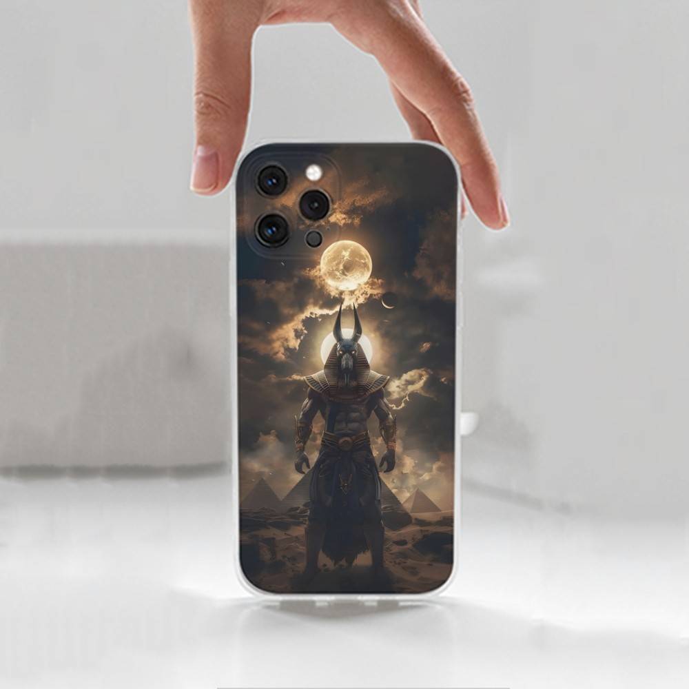 Anubis Egyptian God Phone Case For iPhone 16,15,14,17,13,12,11 Plus,Pro,Max,XR,XS,X,7,8 Plus,SE,Mini,Transparent,Silicone Case