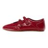 Kolekcja Noworoczna PU Efekt Lakierowany Vintage Podwójny Pasek Buty Casual 0.5cm Buty Damskie Czerwone 15205510