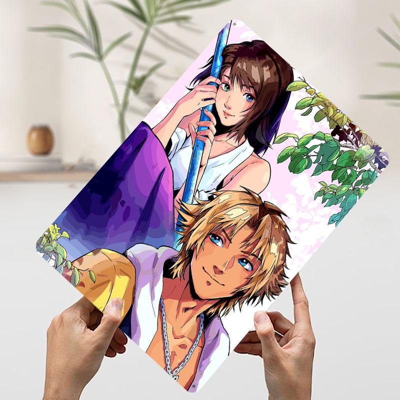 

Fantasy X Tidus and Yuna Tin Plaque Poster Customized Wall Art Retro Vintage Metal Signs for Man Cave Home Decor Coffee Bar 7.9x11.8In(20x30cm)