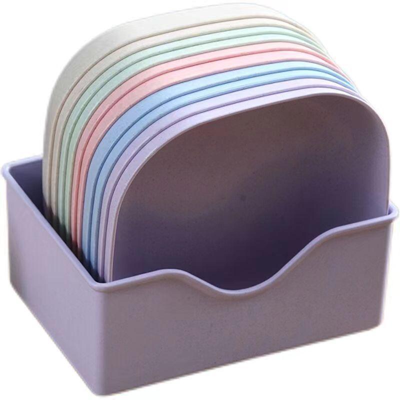 10Pcs Multi-function Color RandomSpit Bone Dish Household Food Grade Plastic Spit Round Square Set Dining Table Garbag