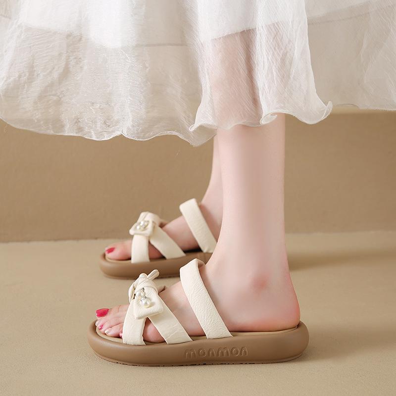 Women's Bow Platform Slides - Slingback Sandals with Thick Sole, Versatile Beach-to-Street Shoes for Dresses & Vacation Outfits