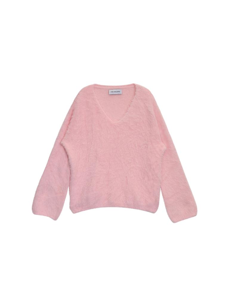 PINK PINEAPPLE Glow Whisper V-Neck Knit_Pink