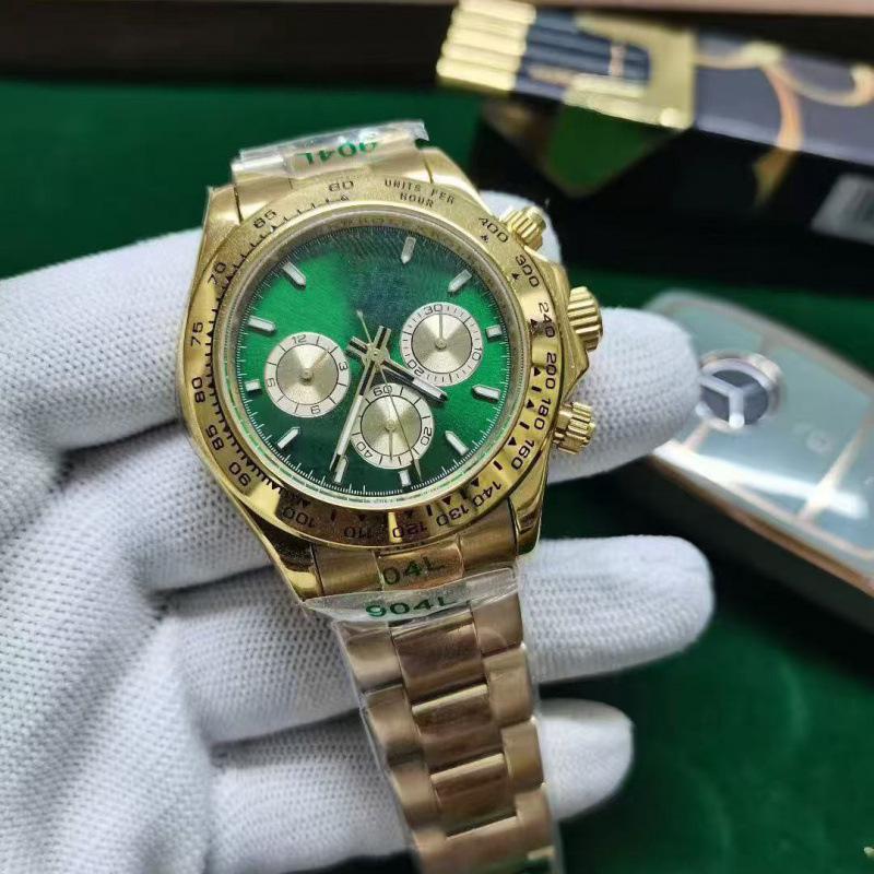 40mm Lao Jia Ri Zhi Daytona Series Men's Automatic Watch - Luminous, Waterproof, Gold Stainless Steel Case