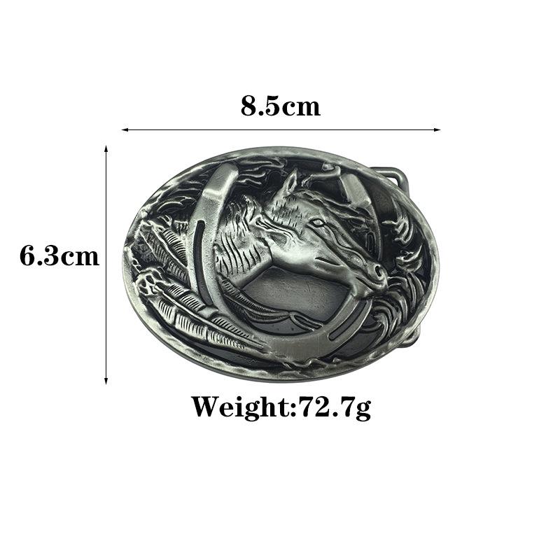 Ethnic Style Horse Head Leather Belt Buckle - European & American Fashion Smooth Clasp