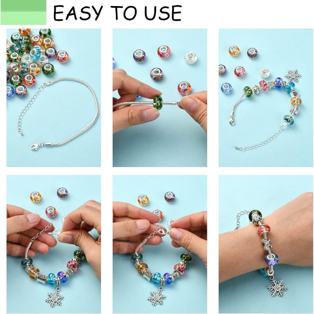 10/25/50pcs Resin European Beads Large Hole European Charm Beads with Silvery Coresfor DIY European Bracelets Jewellery Making Crafts