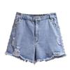 Plus-size Women's Ripped Denim Shorts Summer New High-waisted Hot Pants