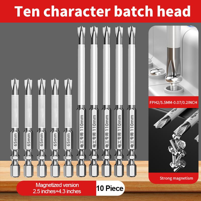 Non-slip Cross Screwdriver Set Magnetic Batch Head Magnetic Batch Head Impact Screw Driver Bit 65mm  110mm