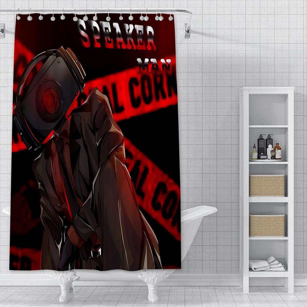 S-Skibidi Toilet Shower Curtain Waterproof Polyester Fabric Paint Colorful Bath Curtains Home Bathroom Decor Curtain With Hook