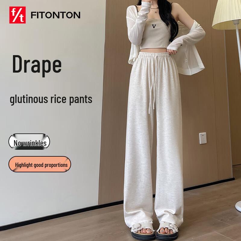 

FitonTon Women s High-Waist Knit Straight-Leg Pants L