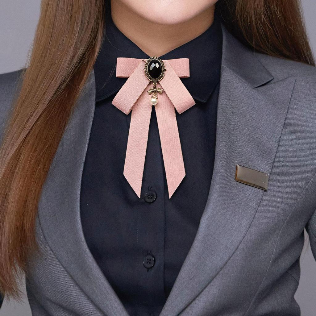 Bow Tie Ribbon Brooch Necktie Pre Tied Ladies Pin Bowknot Shirt for Uniform