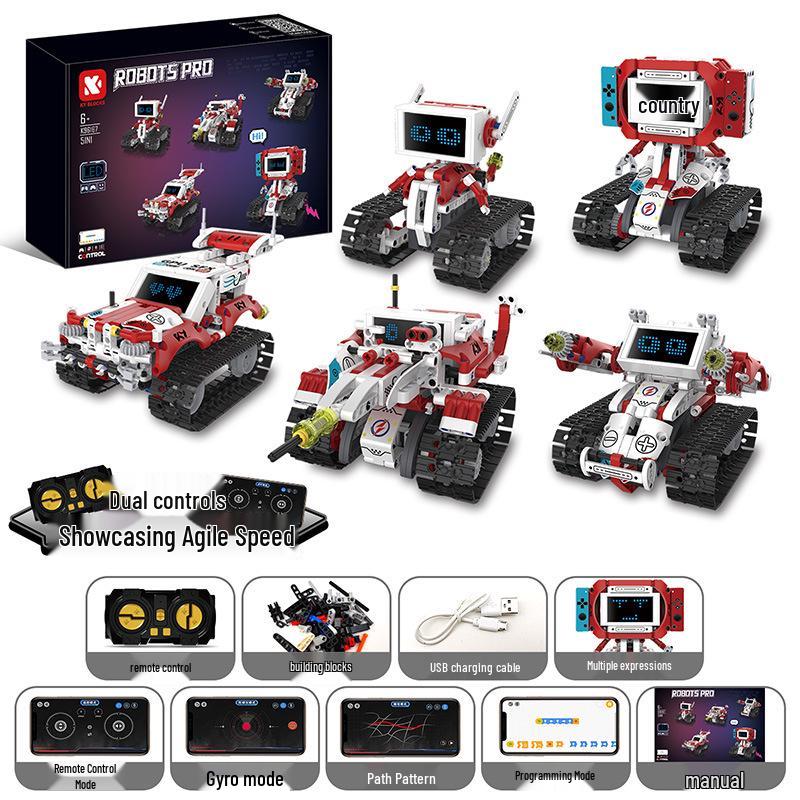 Fünf-in-Eins Programmierbarer Wall-E Roboter: Montagebausteine, Elektrische Wissenschaftliche Bildung, Fernbedienung, Kompatibel mit Lego