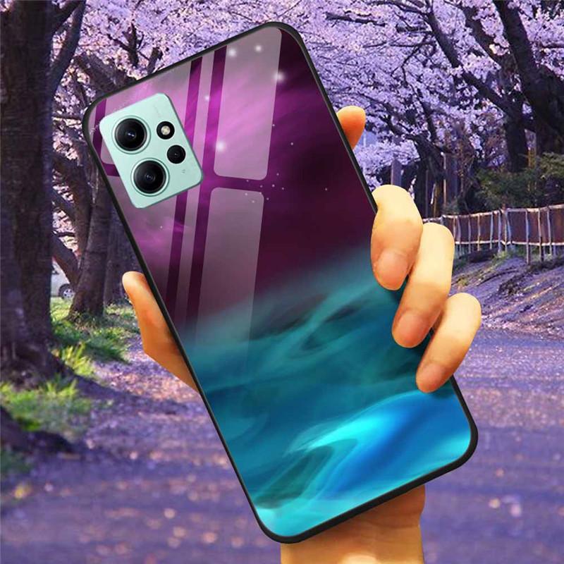 For Xiaomi Redmi Note 12 4G 2023 Case Tempered Glass Starry Marble Hard Back Protective Cover for Redmi NOTE 12 Note12 4G Global