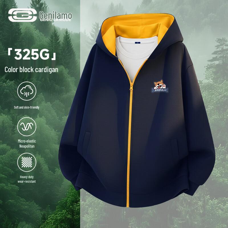 GENIOLAMODE Men s Color Block Zip-Up Hoodie M 3600₽