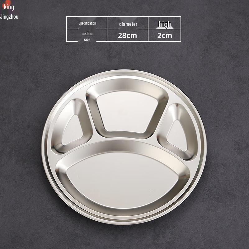 Jingzhou 304 Stainless Steel Four-Compartment Divided Meal Plates
