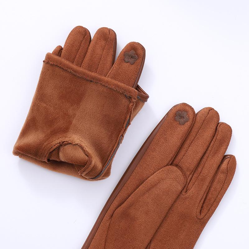 Women's Winter Leather Gloves - Warm Fleece-Lined, Touchscreen, Coldproof, for Riding, Driving, and Outdoor Cycling.