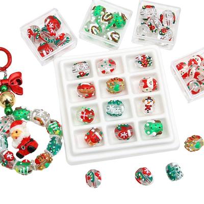Crystal Glass Beads Hand Painted Christmas Collection Beads for Jewelry Making DIY Bracelet Necklace