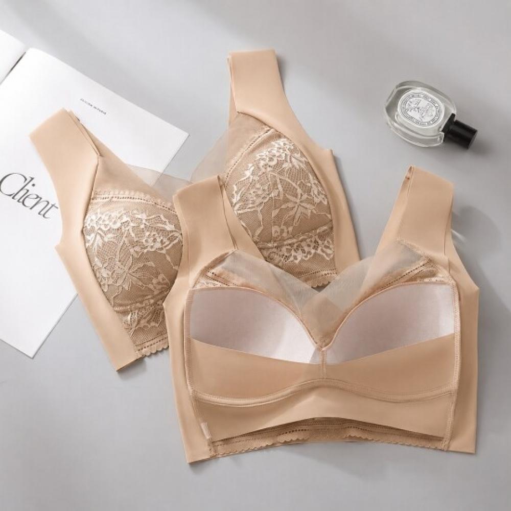 Goose 2+1 Seamless Lace No Line Comfort Plus Size Bra Top Volume Shaping Bra