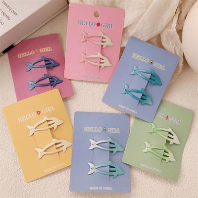 2 Stück/Set Süßer Cartoon-Delfin BB-Haarspange Für Kinder Mädchen Vielseitige Pony-Haarspange Mode Seitenclip Haarschmuck Geschenke